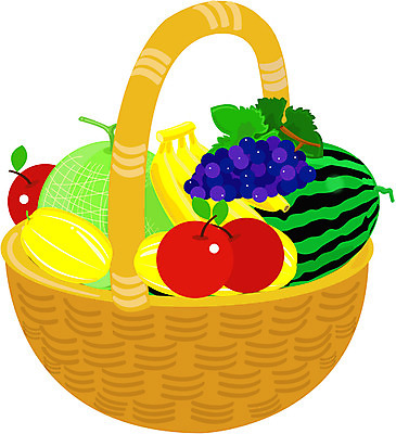 EPS 식물 아이콘 음식 과일 포도 수박 바나나 사람없음 컬러풀 사과 멜론 참외 과일바구니 2D아이콘 컬러 바구니 파일형식 벡터