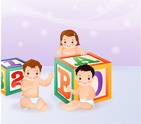 EPS 전신 여자 남자 일러스트 실내 사람 세명 블록 놀이방 아기 국내일러스트 내부 파일형식 벡터