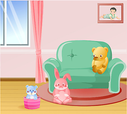 EPS 인형 가구 백그라운드 거실 의자 일러스트 실내 사람없음 인테리어 장난감 놀이방 방 안락의자 국내일러스트 디자인 생활용품 내부 파일형식 벡터