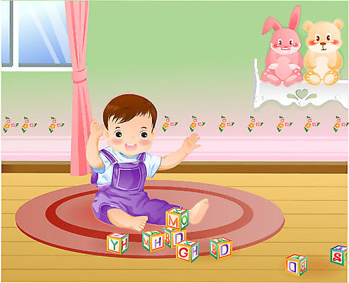 EPS 전신 남자 인형 일러스트 실내 한명 사람 장난감 블록 놀이방 방 아기 남자만 남자한명만 아기만 남자아기만 남자아기한명만 국내일러스트 1 내부 파일형식 벡터