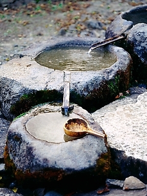 포토 JPG 주간 한국전통 자연 산 풍경 사람없음 야외 물 바가지 약수터 국내포토 자연요소 전통 한국 생태계 파일형식