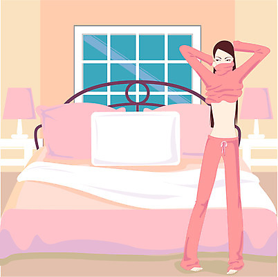 EPS 라이프스타일 여자 일러스트 휴식 한명 사람 20대 성인 취미 라이프 운동복 침실 방 잠옷 기상 침대 여자만 여자한명만 성인여자만 청년만 청년여자만 성인한명만 청년여자한명만 성인여자한명만 성인만 국내일러스트 1 옷 가구 컨셉 모션 청년 생활 파일형식 벡터