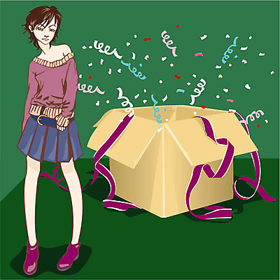 EPS 전신 여자 일러스트 선물 서기 사람 이벤트 상자 파티 오브젝트 여자만 국내일러스트 모션 파일형식 벡터