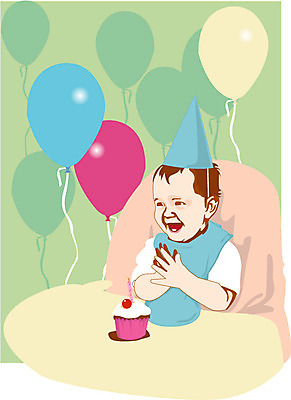 EPS 라이프스타일 일러스트 한명 사람 이벤트 파티 케이크 축하 아기 생일 풍선 아기만 국내일러스트 1 기념일 컨셉 디저트 생활 파일형식 벡터