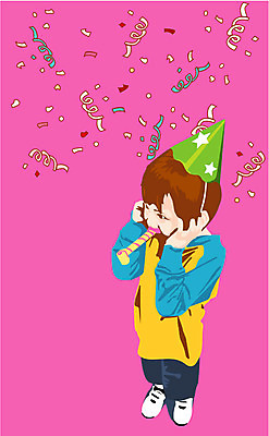 EPS 남자 초등학생 어린이 일러스트 한명 서기 사람 이벤트 소년 파티 고깔모자 축하 생일 남자만 남자한명만 어린이만 소년만 소년한명만 국내일러스트 모자_잡화 1 학생 기념일 컨셉 모션 파일형식 벡터