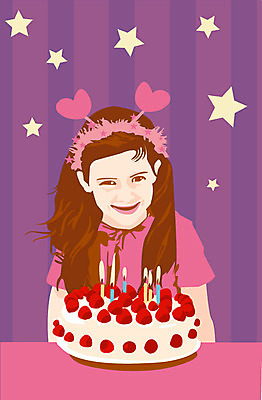 EPS 라이프스타일 여자 어린이 일러스트 한명 사람 소녀 이벤트 상반신 파티 케이크 축하 생일 즐거움 여자만 여자한명만 어린이만 소녀만 소녀한명만 국내일러스트 1 기념일 감정 컨셉 디저트 생활 파일형식 벡터