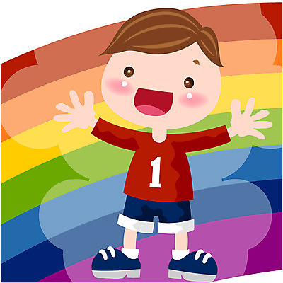 EPS 전신 클립아트 어린이교육 교육 남자 초등학생 어린이 무지개 일러스트 한명 서기 사람 소년 운동복 남자만 남자한명만 어린이만 소년만 소년한명만 국내일러스트 자연요소 1 학생 옷 모션 파일형식 벡터