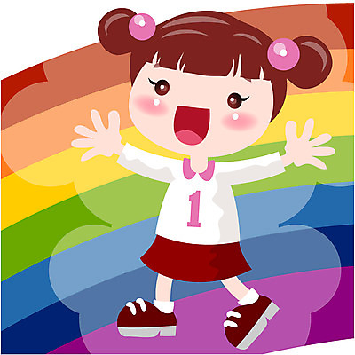 EPS 전신 클립아트 여자 어린이교육 교육 초등학생 어린이 무지개 일러스트 한명 서기 사람 소녀 운동복 여자만 여자한명만 어린이만 소녀만 소녀한명만 국내일러스트 자연요소 1 학생 옷 모션 파일형식 벡터