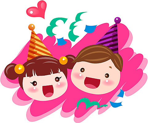 EPS 클립아트 캐릭터 여자 어린이교육 교육 남자 얼굴 어린이 일러스트 교육캐릭터 사람 소녀 이벤트 소년 두명 파티 고깔모자 축하 생일 이벤트캐릭터 어린이만 일러캐릭터 모자_잡화 기념일 컨셉 신체부위 파일형식 벡터