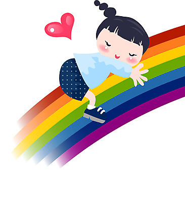 EPS 전신 클립아트 여자 어린이교육 교육 초등학생 어린이 무지개 일러스트 한명 사람 소녀 여자만 여자한명만 어린이만 소녀만 소녀한명만 국내일러스트 자연요소 1 학생 파일형식 벡터