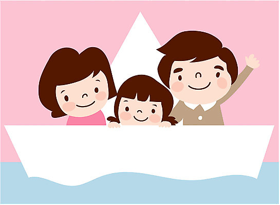 EPS 클립아트 여자 남자 딸 행복 일러스트 가족 상상 엄마 사람 상반신 세명 부모 화목 자녀 아빠 돛단배 종이배 선박 국내일러스트 감정 컨셉 수상교통 배_교통 관계 종이접기 파일형식 벡터