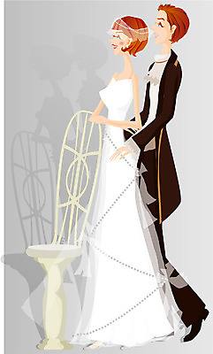 EPS 전신 커플 여자 남자 신부 웨딩드레스 신랑 결혼 의자 일러스트 서기 사람 정장 턱시도 성인 두명 로맨틱 성인만 국내일러스트 드레스 옷 가구 컨셉 관계 모션 이벤트 파일형식 벡터