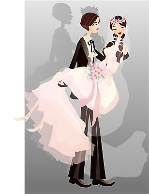 EPS 전신 커플 여자 남자 신부 부케 웨딩드레스 신랑 결혼 일러스트 사람 정장 턱시도 성인 두명 장미 로맨틱 성인만 국내일러스트 드레스 옷 꽃 꽃다발 컨셉 관계 이벤트 파일형식 벡터