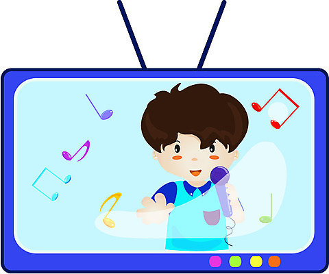 EPS 클립아트 남자 어린이 컬러 음표 일러스트 노래 한명 들기 사람 소년 상반신 파란색 전자제품 스크린 텔레비전 가전제품 마이크 남자만 남자한명만 어린이만 소년만 소년한명만 국내일러스트 1 기호 음악 음향기기 모션 파일형식 벡터