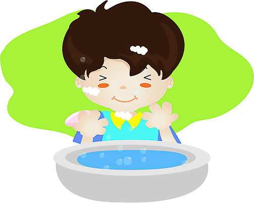 EPS 클립아트 남자 초등학생 어린이 일러스트 한명 사람 소년 상반신 눈감음 청결 물방울 세수 위생 씻기 비누 비누거품 세숫대야 남자만 남자한명만 어린이만 소년만 소년한명만 국내일러스트 1 학생 모션 위생용품 거품 파일형식 벡터