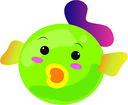 EPS 클립아트 동물 척추동물 캐릭터 한마리 컬러 일러스트 어류 사람없음 초록색 바다동물 복어 일러캐릭터 1 바다 수중동물 파일형식 벡터