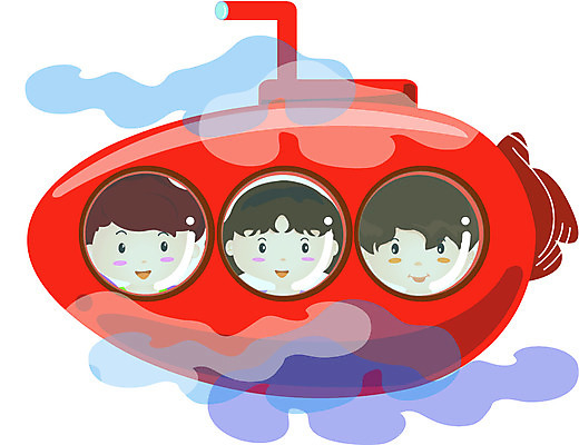 EPS 클립아트 여자 남자 얼굴 어린이 교통수단 바다 컬러 수상교통 일러스트 사람 빨간색 세명 친구 바닷속 해저 탐험 운송업 해조류 잠수함 선박 어린이만 국내일러스트 산업 교통 관계 신체부위 수중 해양식물 파일형식 벡터