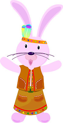 EPS 전신 클립아트 동물 척추동물 캐릭터 한마리 육지동물 컬러 동물캐릭터 일러스트 포유류 초식동물 서기 사람없음 장식 갈색 토끼 머리띠 인디언 전통의상 깃털 토끼캐릭터 일러캐릭터 1 전통 장신구 모션 아메리카 반려동물 파일형식 벡터