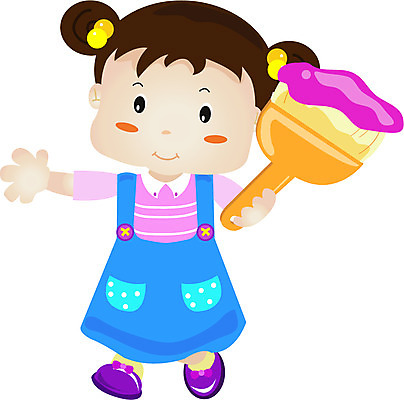 EPS 전신 클립아트 여자 초등학생 어린이 일러스트 미술 한명 서기 들기 사람 소녀 페인트 물감 붓 그리기 여자만 여자한명만 어린이만 소녀만 소녀한명만 국내일러스트 1 학생 모션 문화예술 미술도구 파일형식 벡터