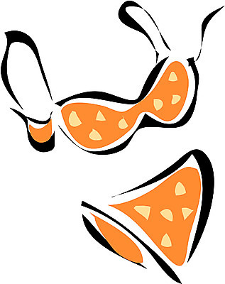 EPS 클립아트 옷 수영복 컬러 일러스트 사람없음 여름 비키니 주황색 여성용 투피스 국내일러스트 계절 파일형식 벡터