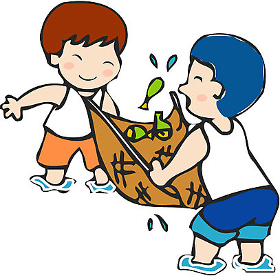 EPS 클립아트 계절 남자 어린이 여행 일러스트 낚시 방학 휴가 어류 서기 들기 사람 소년 야외 두명 여름 그물 남자만 어린이만 소년만 국내일러스트 모션 레저 수중동물 파일형식 벡터