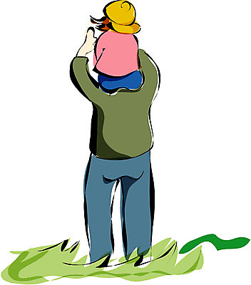 EPS 전신 클립아트 남자 어린이 일러스트 가족 서기 사람 초원 성인 야외 두명 자녀 목말 아빠 남자만 국내일러스트 관계 모션 파일형식 벡터