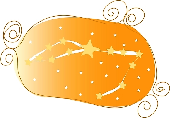 EPS 클립아트 별 컬러 백그라운드 일러스트 밤하늘 하늘 사람없음 주황색 별자리 물고기자리 국내일러스트 자연요소 야간 파일형식 벡터