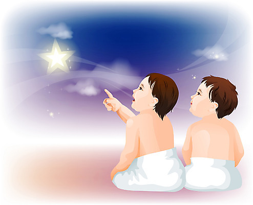 EPS 남자 별 백그라운드 일러스트 가족 하늘 사람 두명 육아 쌍둥이 남자만 국내일러스트 자연요소 관계 파일형식 벡터