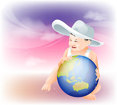 EPS 모자 일러스트 한명 사람 장난감 지구본 귀여움 육아 아기 아기만 국내일러스트 1 잡화 컨셉 파일형식 벡터