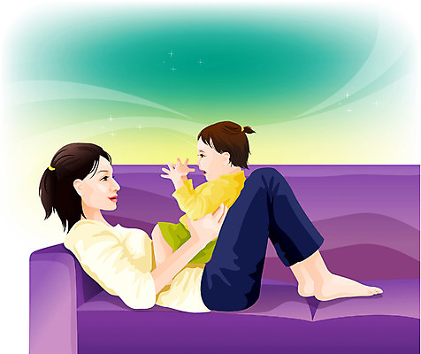 EPS 여자 행복 일러스트 가족 엄마 사랑 가족애 사람 두명 부모 소파 귀여움 육아 모성애 모정 여자만 국내일러스트 감정 컨셉 의자 관계 파일형식 벡터