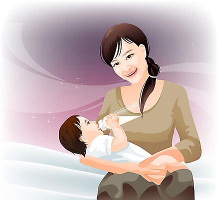 EPS 여자 행복 일러스트 가족 엄마 사랑 가족애 사람 두명 부모 귀여움 육아 젖병 모성애 모정 여자만 국내일러스트 감정 컨셉 관계 아기용품 파일형식 벡터