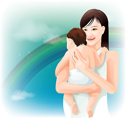 EPS 여자 행복 일러스트 가족 하늘 엄마 사랑 가족애 사람 두명 귀여움 육아 모성애 모정 여자만 국내일러스트 감정 컨셉 관계 파일형식 벡터