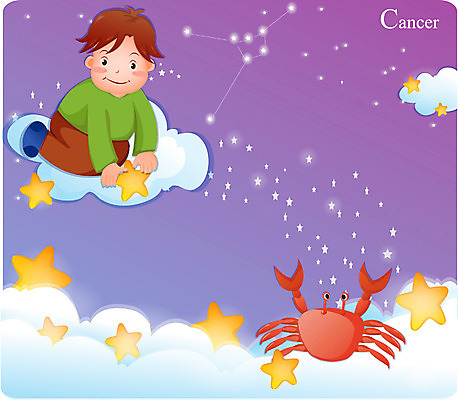 EPS 남자 별 어린이 일러스트 한명 사람 20대 성인 우주 별자리 꽃게 운세 점성술 게자리 남자만 남자한명만 국내일러스트 자연요소 1 청년 게 파일형식 벡터