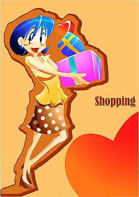 EPS 전신 모델 여자 포즈 일러스트 청소년 출입구 선물 한명 서기 사람 성인 10대 선물상자 쇼핑 외출 여자만 여자한명만 국내일러스트 1 모션 상자 파일형식 벡터