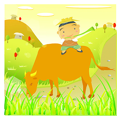 EPS 주간 전신 계절 남자 어린이라이프 초등학생 어린이 일러스트 하늘 한명 사람 앉기 풍경 소년 야외 가축 가을 농촌 시골 소 황소 풀피리 남자만 남자한명만 어린이만 소년만 소년한명만 국내일러스트 자연요소 동물 1 학생 라이프스타일 악기 포유류 모션 파일형식 벡터