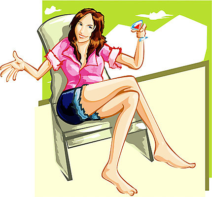 EPS 전신 모델 여자 여행 포즈 의자 일러스트 휴가 휴식 한명 사람 앉기 20대 성인 여름휴가 바캉스 칵테일 여자만 여자한명만 성인여자만 청년만 청년여자만 성인한명만 청년여자한명만 성인여자한명만 성인만 국내일러스트 1 가구 컨셉 모션 주류 청년 파일형식 벡터 여름_계절