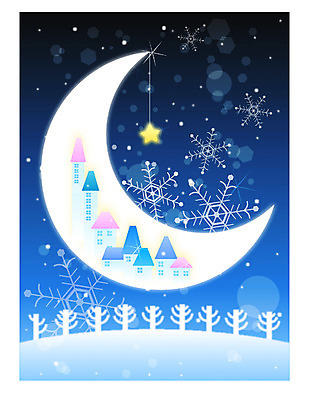 EPS 자연요소 나무 사계절 계절 백그라운드 설경 겨울 일러스트 자연 하늘 주택 풍경 사람없음 야외 달 눈 야간 초승달 겨울배경 국내일러스트 식물 날씨 건물 생태계 파일형식 벡터