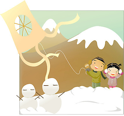 EPS 한국문화 한국전통 사계절 계절 여자 남자 어린이라이프 어린이 겨울 일러스트 눈사람 한국 서기 사람 소녀 소년 상반신 야외 두명 전통놀이 농촌 시골 눈 연날리기 어린이만 국내일러스트 자연요소 동양문화 전통 라이프스타일 아시아 모션 놀이 날씨 파일형식 벡터