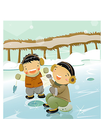 EPS 전신 사계절 계절 남자 어린이라이프 어린이 겨울 일러스트 낚시 사람 소년 야외 두명 레포츠 얼음 시골 눈 빙판 얼음낚시 남자만 어린이만 소년만 국내일러스트 자연요소 라이프스타일 레저 날씨 파일형식 벡터