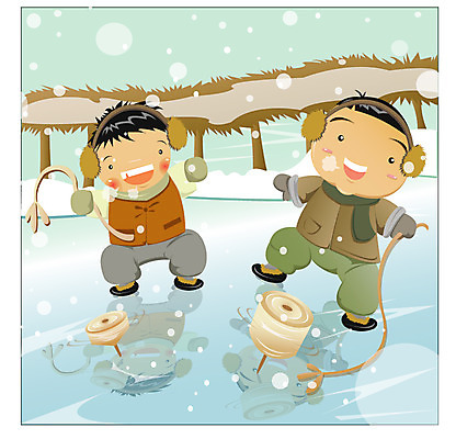 EPS 전신 한국문화 한국전통 사계절 계절 남자 어린이라이프 어린이 겨울 일러스트 서기 사람 소년 야외 두명 얼음 전통놀이 시골 눈 빙판 팽이 팽이치기 남자만 어린이만 소년만 국내일러스트 자연요소 동양문화 전통 라이프스타일 모션 놀이 날씨 한국 놀이용품 파일형식 벡터