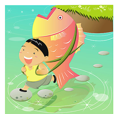 EPS 전신 사계절 계절 남자 어린이라이프 초등학생 어린이 일러스트 어류 한명 서기 사람 소년 야외 여름 골짜기 계곡 징검다리 남자만 남자한명만 어린이만 소년만 소년한명만 국내일러스트 1 학생 라이프스타일 모션 자연 수중동물 다리_건축물 파일형식 벡터