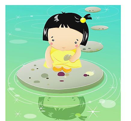 EPS 전신 사계절 계절 여자 어린이라이프 초등학생 어린이 일러스트 한명 사람 앉기 소녀 야외 여름 강 계곡 돌_바위 조약돌 징검다리 여자만 여자한명만 어린이만 소녀만 소녀한명만 국내일러스트 1 학생 라이프스타일 모션 다리_건축물 파일형식 벡터