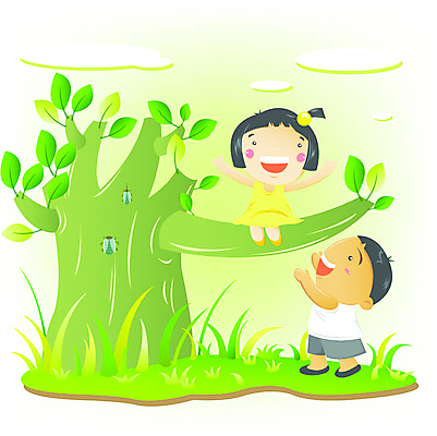 EPS 주간 전신 나무 사계절 계절 여자 남자 어린이라이프 어린이 일러스트 한그루 사람 소녀 소년 야외 두명 여름 매미 어린이만 국내일러스트 자연요소 식물 1 라이프스타일 곤충 파일형식 벡터