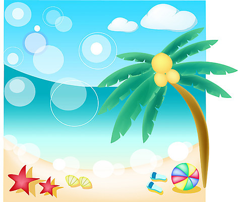 EPS 주간 나무 식물 사계절 계절 바다 여행 일러스트 자연 풍경 해변 사람없음 야외 여름 여름휴가 바캉스 야자수 소만 국내일러스트 자연요소 휴가 생태계 파일형식 벡터 여름_계절