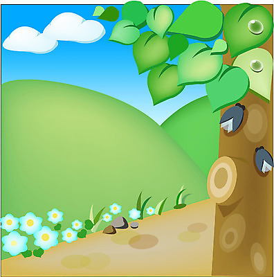 EPS 주간 나무 식물 사계절 계절 곤충 절지류 일러스트 자연 산 풍경 사람없음 야외 여름 언덕 매미 소만 국내일러스트 자연요소 동물 생태계 파일형식 벡터