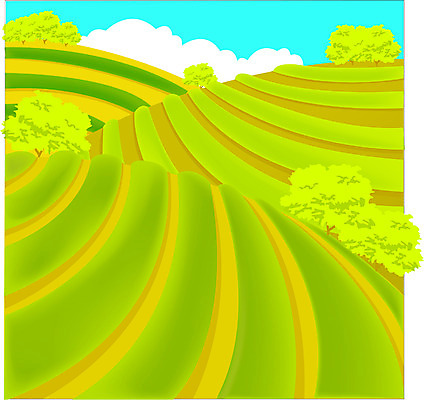 EPS 주간 사계절 계절 밭 농업 일러스트 자연 풍경 사람없음 야외 여름 녹차밭 소만 국내일러스트 자연요소 산업 녹차 생태계 파일형식 벡터