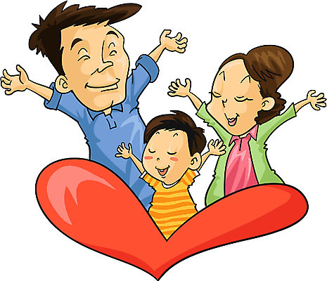 EPS 여자 남자 아들 일러스트 가족 엄마 사랑 사람 상반신 세명 만세 자녀 하트 아빠 국내일러스트 모양 감정 관계 모션 파일형식 벡터