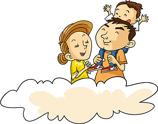 EPS 구름 여자 남자 아들 일러스트 가족 엄마 사람 상반신 세명 화목 자녀 목말 아빠 국내일러스트 자연요소 컨셉 관계 모션 파일형식 벡터