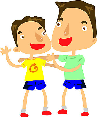 EPS 전신 클립아트 남자 어린이 유니폼 일러스트 가족 서기 사람 소년 두명 친구 우정 형제 동생 형 남자만 어린이만 국내일러스트 옷 관계 모션 파일형식 벡터