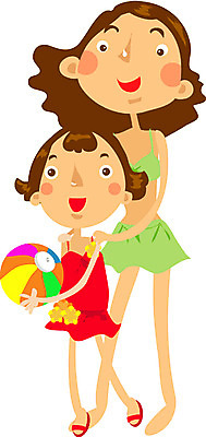 EPS 전신 클립아트 여자 수영복 딸 일러스트 가족 엄마 서기 사람 두명 여름 여름휴가 바캉스 자녀 비치볼 여자만 국내일러스트 옷 계절 공 관계 모션 휴가 바캉스용품 파일형식 벡터 여름_계절